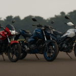 Festival Offers on Bikes 2025 – तीन नई मोटरसाइकिलें सड़क पर खड़ी, भारत में त्योहारों पर बाइक डिस्काउंट ऑफर्स