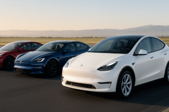 Tesla India Portfolio 2025 – Model Y, Model S और Model 3 एक साथ शोकेस, भारत लॉन्च से पहले Tesla की पूरी रेंज का प्रदर्शन