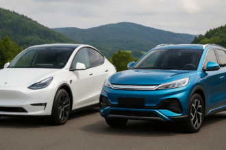 Tesla Model Y vs BYD Atto 3 भारतीय इलेक्ट्रिक SUV मार्केट में आमने-सामने — रेंज, बैटरी और कीमत की तुलना 2025