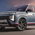 Hyundai Venue 2025 Review-New-Generation Hyundai Venue N Line Red Sporty SUV rear and side profile, undisguised spy shot 2025