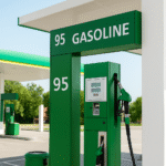 Fuel Price Today 17 october 2025 A high-resolution photograph of a modern petrol pump station with fuel dispensers and canopy lighting.