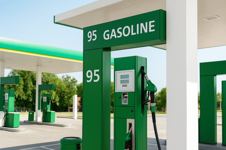 Fuel Price Today 17 october 2025 A high-resolution photograph of a modern petrol pump station with fuel dispensers and canopy lighting.