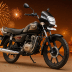 TVS Radeon Diwali Offer 2025 motorcycle with festive fireworks background and ₹6,900 GST discount theme