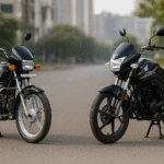 Hero Splendor Plus और Honda Shine साइड-बाय-साइड पार्क की गईं commuter मोटरसाइकिलें