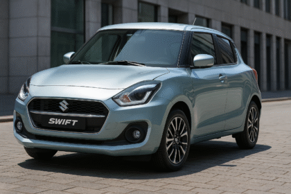 AI-generated image of the new Maruti Suzuki Swift Hybrid 2025 in blue color, showcasing its modern design and sleek profile. Disclaimer: This thumbnail image is AI-generated and used for representational purposes only, not an actual official image of the vehicle