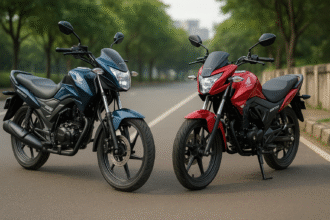 Honda SP125 vs Honda SP160 बाइक्स सड़क पर साथ खड़ी हैं, 2025 तुलना रिपोर्ट के लिए ली गई तस्वीर