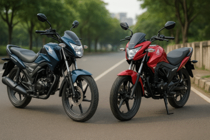 Honda SP125 vs Honda SP160 बाइक्स सड़क पर साथ खड़ी हैं, 2025 तुलना रिपोर्ट के लिए ली गई तस्वीर