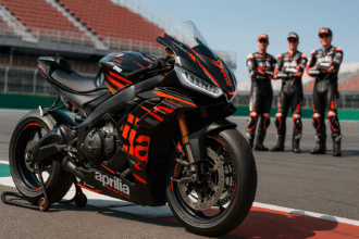 Aprilia RSV4 X-GP limited edition superbike with MotoGP-inspired design on racetrack