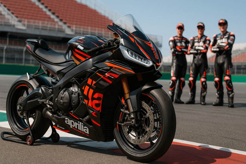 Aprilia RSV4 X-GP limited edition superbike with MotoGP-inspired design on racetrack