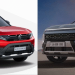 Hyundai Venue N Line vs Maruti Suzuki Brezza ZXi+ side-by-side front view during daylight — compact SUV comparison by Automobile9